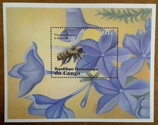 VINTAGE CLASSICS - Kongo 2001 - Honigbiene, Blumen - Block - postfrisch