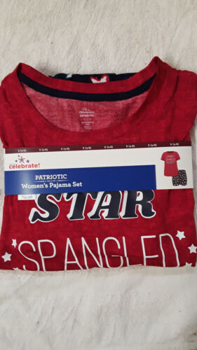 NEW Patriotic Women's 4th of July 2-Pc Pajama Set PJ's Sz S (4-6) Independence