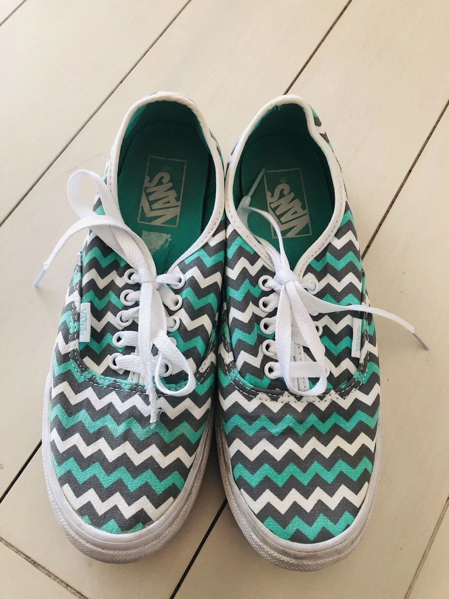 VANS teal chevron low top shoes Size 8.5