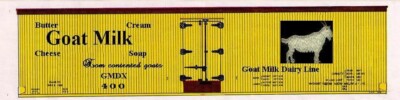 Goat Milk Dairy boxcars HO printed reefer sides,  6 different numbers available