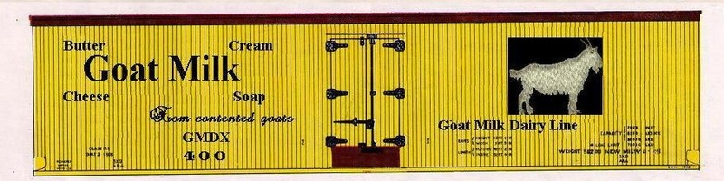 Goat Milk Dairy boxcars S scale printed reefer sides different numbers available
