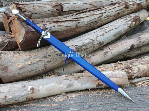 Viking Sword, 40-Inch Damascus Steel, Full Tang with Blood Grooves, Scabbard - Picture 6 of 7