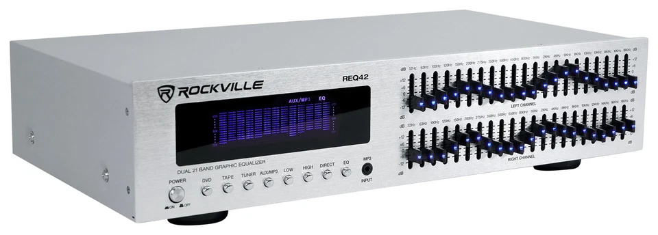 Rockville REQ42-S Silver 19" 2x21 Band Graphic Equalizer - Image 2 of 4