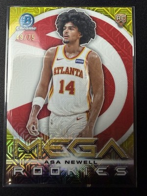 2025 Bowman Chrome Asa Newell Mega Rookies Yellow Mojo Refractor RC /75 Hawks