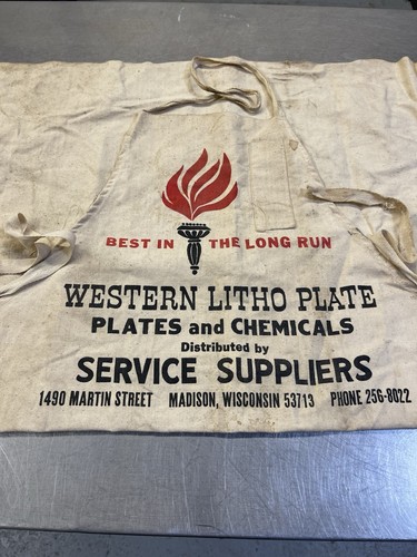 Vintage Western Litho Printers Canvas Apron Newspaper Press Operator Workwear