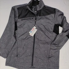 North End Sport Rain Jacket Mens Windbreaker Hooded Gray & Black Sz S Large EUC