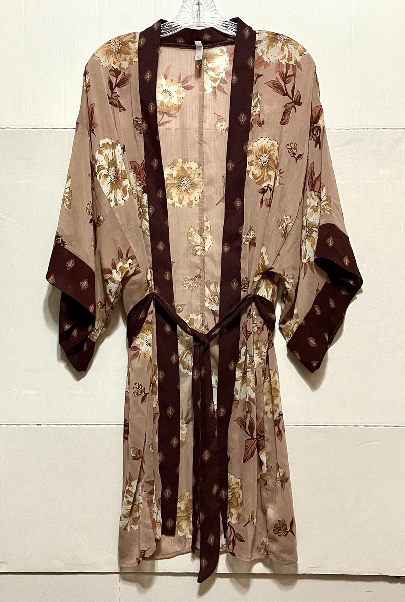 Robe Longue Xhilaration Ceinturée – Bretelles Fines Ourlet Mouchoir – Coquelicot/Sable – Taille S