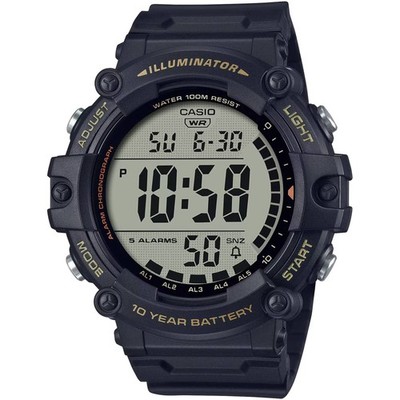 Casio Men's Watch Quartz Dual-Time Chrono Black Resin Strap AE-1500WHX-1AVCF