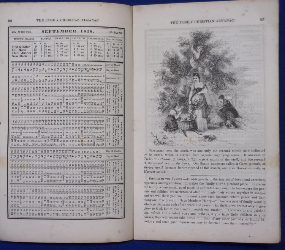 THE FAMILY CHRISTIAN ALMANAC, 9-issue run from 1848-1856, American Tract Society Foto 4 de 4