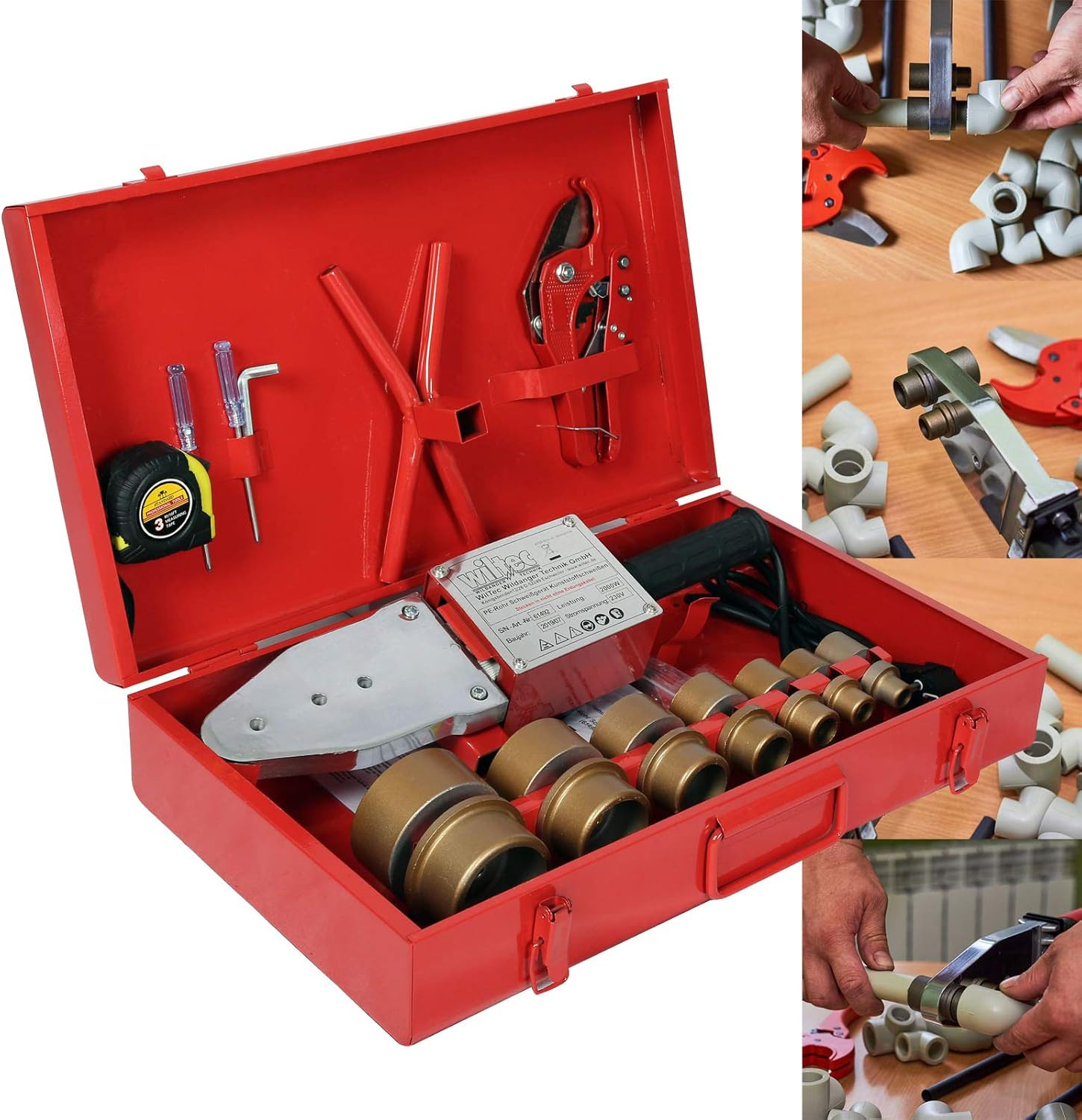 Polifusore Saldatubi Professionale 1500W Kit con 6 Matrici PPR PVC