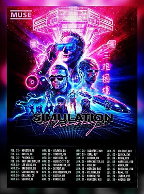 MUSE ROCK BAND  SIMULATION THEORY WORLD TOUR  TIN POSTER 12 X 8 INCH.