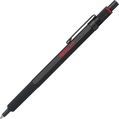Rotring 600 Ballpoint Pen, Medium Point, Black Ink, Black Barrel, Refillable - S