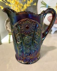 Vintage Iridescent Amethyst Carnival Glass Heirloom Pitcher