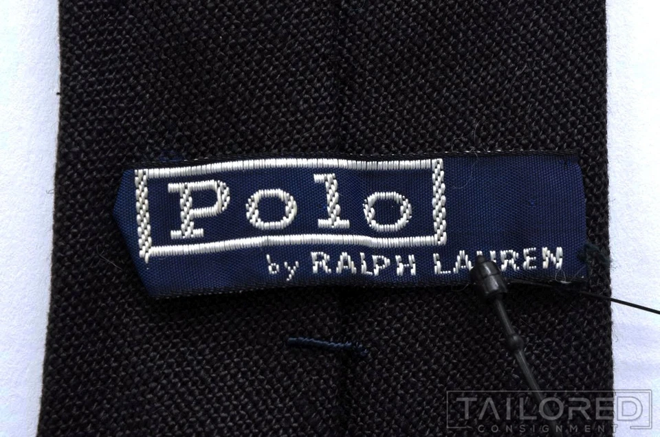 POLO RALPH LAUREN Solid Dark Gray 100% LINEN Mens Luxury Tie - 2.50" - Image 4 of 4