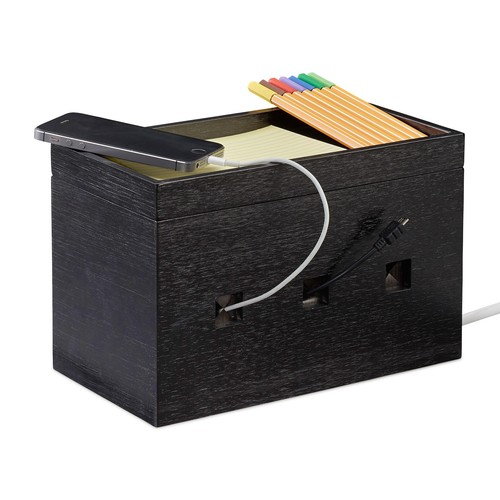 Kabelbox Bambus Kabelmanager Schreibtisch Kabelaufbewahrung Cable Organizer - Bild 1 von 9