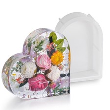 DINGFENG Large Heart Resin Mould - Deep Silicone Flower Preservation White 