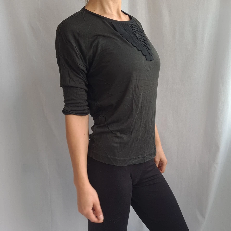 ¡NUEVO! Hugo Boss Mujer Blusa 100% Seda Talla S Manga 1/2 Formal Top Shirt - Imagen 4 de 4