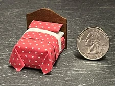 Dollhouse Miniature Bed Red F 1:48 Quarter inch scale 1/4 F175 Dollys Gallery
