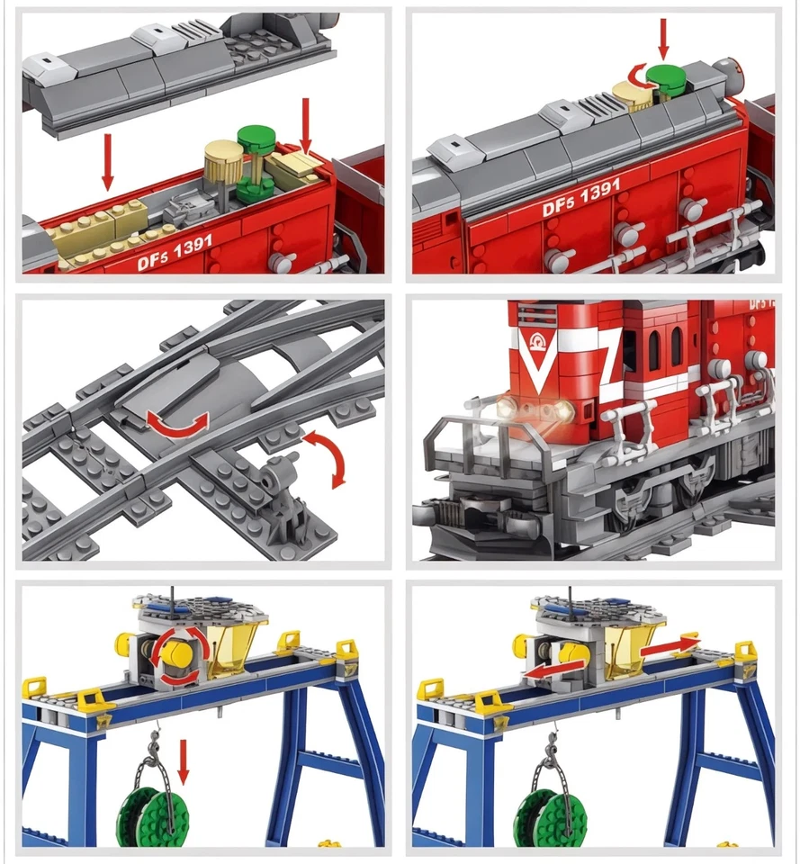 City Series Powered Red Diesel Cargo Train Building Bricks Set | General Jim's T - Image 4 of 4