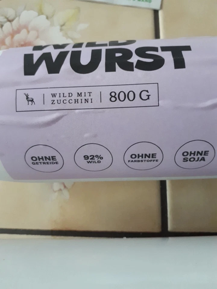 Hundefutter Wildwurst 800g Fleischsnack Wild mit Zucchini Premium Alleinfutter - Bild 2 von 4