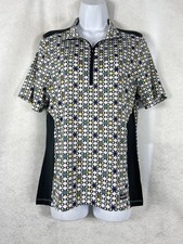 Kerrits Aire Ice Fil Lite Shirt Women  s Medium White Blue 1/4 Zip Short Sleeve