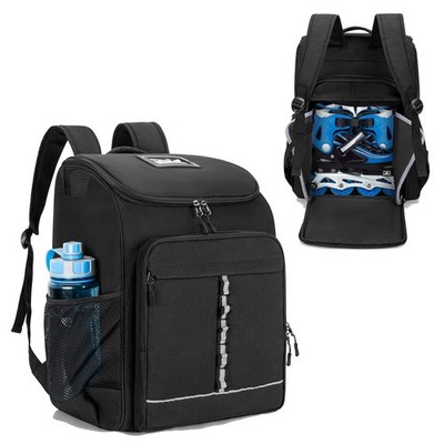 Roller Skate Bag Fits Shoes Up to US Mens 13, Ice Skate Backpack with Top Hel...