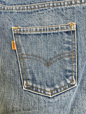 Vintage 1970s Levi's Orange Tab 693 Wide Leg Jeans, Size 19, 34 X