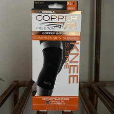 Copper Fit Freedom Copper Infused Compression Knee Sleeve - Size XL - Black