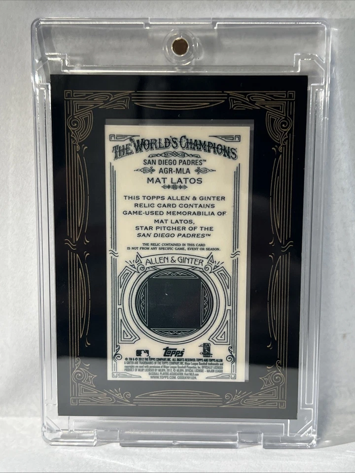 2012 Topps Allen & Ginter's - Framed Mini Relic Mat Latos #AGR-MLA (MEM) - Image 2 of 2
