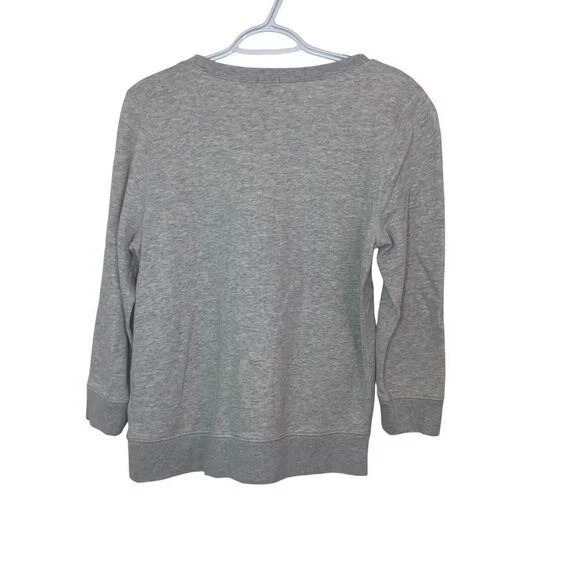 Moletom J.Crew cinza algodão amarelo neon com decote de joias enfeite pequeno - Imagem 2 de 4