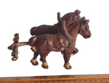 Antique Kenton Cast Iron Draft Horse Pair  Buggy Wagon Hitch Pulling Eveners 6"
