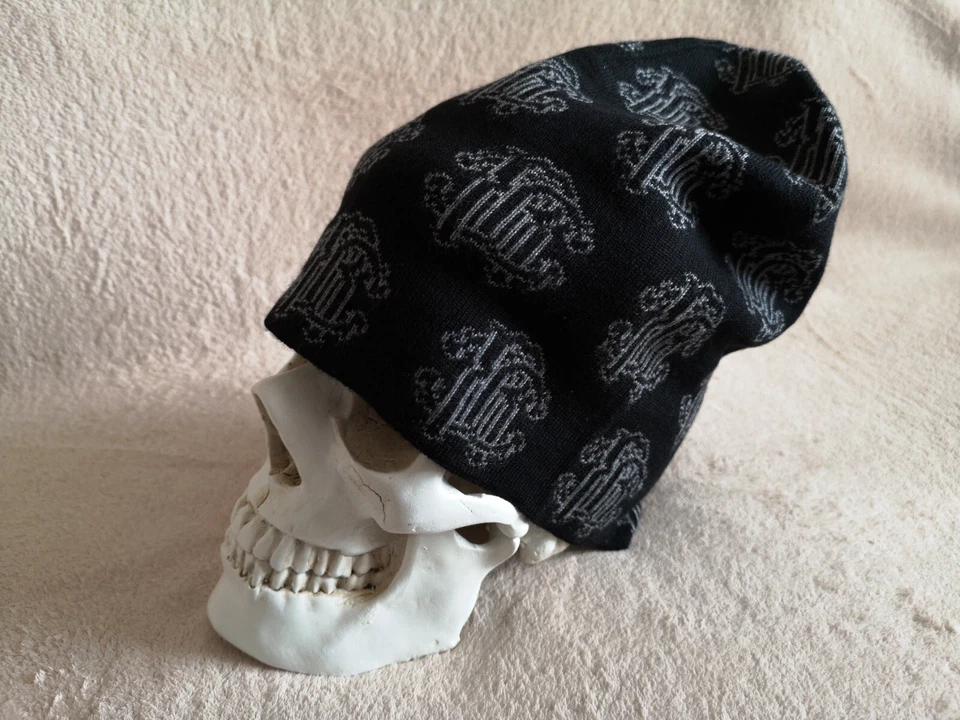 ROBERTO CAVALLI Gorro Gorra Para Hombre Negro Auténtico Gris Logo Todo Talla UNO Foto 4 de 4