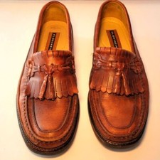 FLORSHEIM Men's 9D Brown Leather Moc Toe Tassel Kiltie Loafers 18170 Brazil
