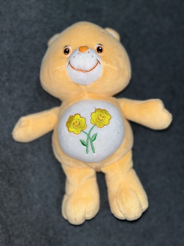 Vintage 2002 Care Bear FRIEND BEAR Retired Orange/Peach Sunflower Plush 10”