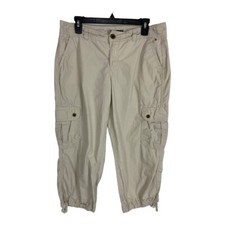 Tommy Hilfiger Womens Pants Size 10 Khaki Cropped Pockets Tie Casual Norm Core