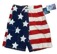 Kanu Surf - Boys Patriot Fashion Swim Trunks US Flag - Size L 14-16