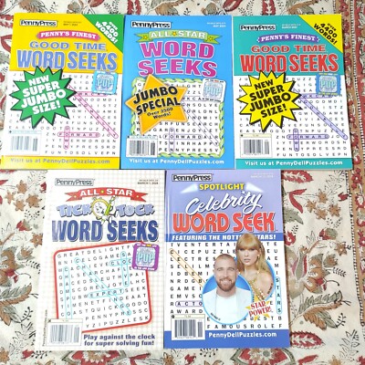 Penny Dell Puzzles Word Search Lot 5 Brain Exercises Relax Nostalgic Paperback 