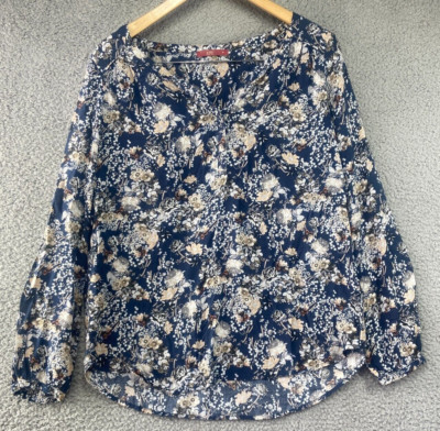 edc By ESPRIT Women's Floral Long Sleeve V-Neck Soft Lightweight Blouse Size M