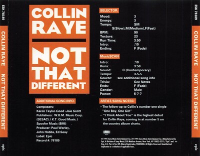 Collin Raye - Not That Different - PROMO CD Single
