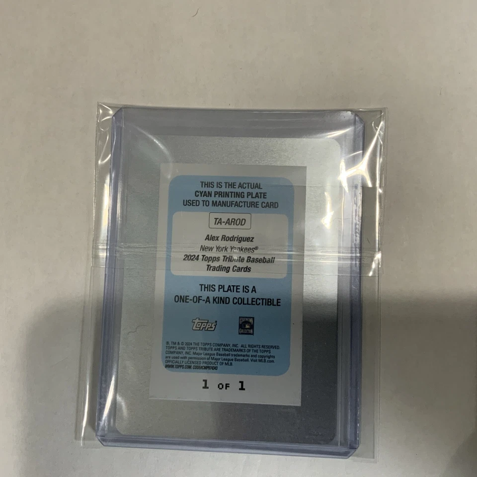 Placa de Impresión Cian Homenaje Alex Rodriguez 2024 Topps Auto 1/1 Foto 2 de 2