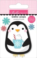 Bella Blvd Bella-pop 3D Cardstock Sticker Stay Warm Penguin Hot Chocolate Flakes