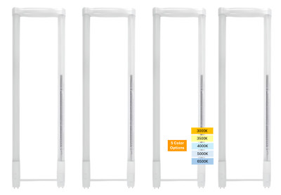 NaturaLED UBend LED Tube Lamp T8 T12, 11.5-15W 5CCT 2200 Lumens G13 Base 4-Pack