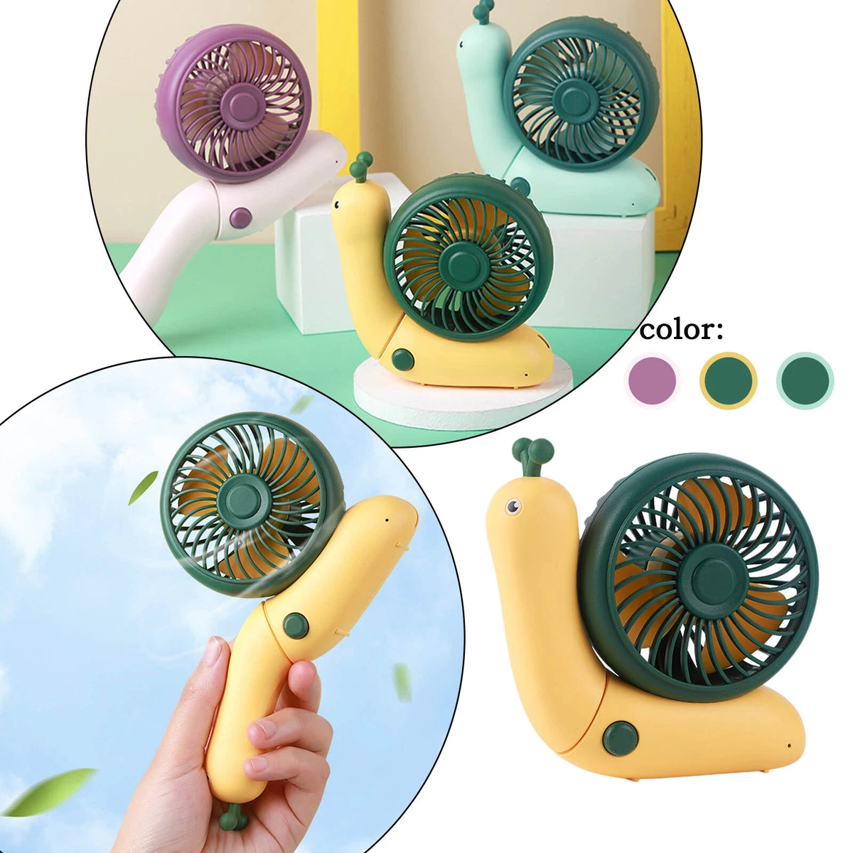 Desk Fan Cute Snails Shaped Personal Fan USB Small Fan for Bedroom