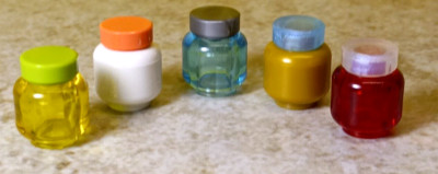 LEGO Display Containers Assorted Colors Bins Lids Unique Satin Blue Pearl Jars
