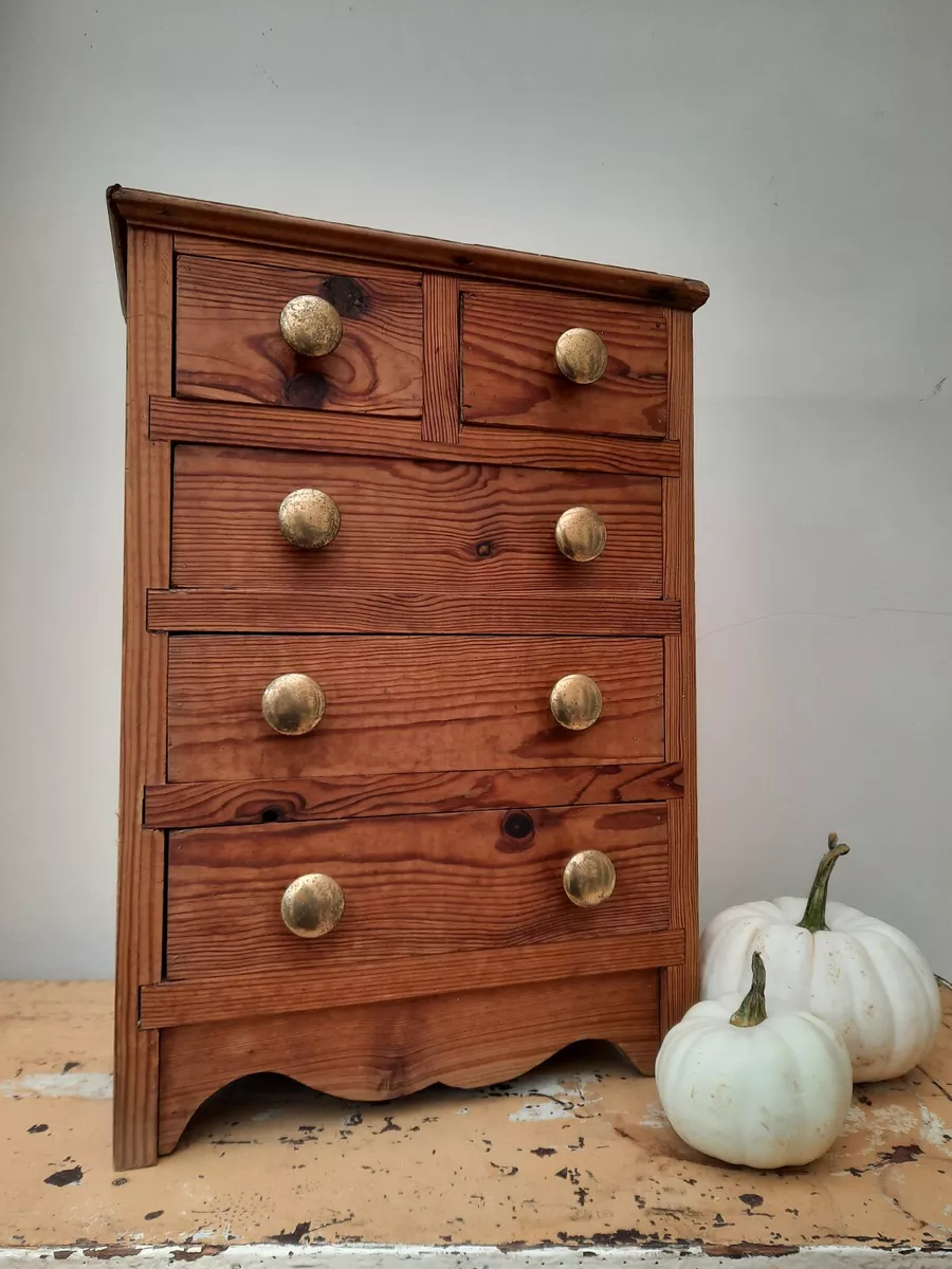 Vintage engineers 5 drawer tabletop storage pine quality wooden
