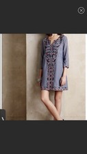Anthropologie Corey Lynn Calter Chambray Embroidered Dress Size Small