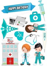 Immagine torta medico ospedale topper muffin commestibile festa decorazione regalo grazie nuovo