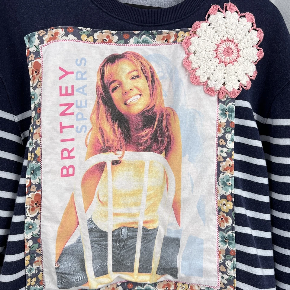 Sudadera Britney Spears Reciclada Floral Coqueta Apliques Cuello Redondo Mujer XL Foto 3 de 4