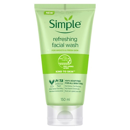 Simple Refreshing Face Wash 150 ml | 100% Soap-Free Formula for Soft, Clean Skin