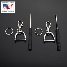 2x Keychain Key Split Ring Lobster Clip Keyring Chain Fob Buckle D-Ring Holders